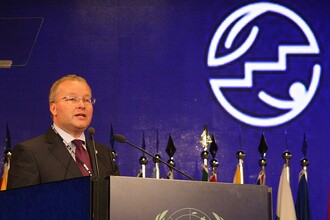 Až čas ukáže, jestli jsou výsledkem konference Rio+20 jen prázdná slova, říká Tomáš Chalupa. Na snímku ministr životního prostředí při svém projevu na konferenci Rio+20 v brazilském Riu de Janeiru