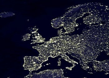 -satelitový záběr Evropy-