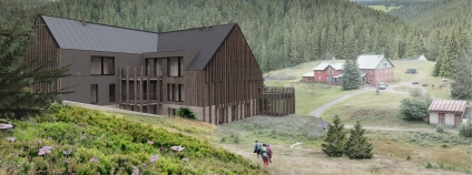 Vizualizace plánované Boudy Jelení potok.