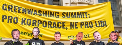 Protest před konferencí Green Deal Summit. Foto: Greenpeace ČR