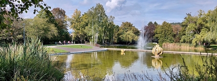 Laguna s vodotryskem v centrálním parku na Severní Terase v Ústí nad Labem Foto: Zaerikk Wikimedia Commons