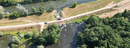 Provzdušňování ramene Dyje (Staré Dyje) u výtokového stavidla do Dyje Foto: Povodí Moravy
