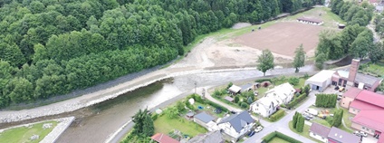 Zabezpečení lokality u fotbalového hřiště v Hanušovicích. Foto: Povodí Moravy Zabezpečení lokality u fotbalového hřiště v Hanušovicích. Foto: Povodí Moravy