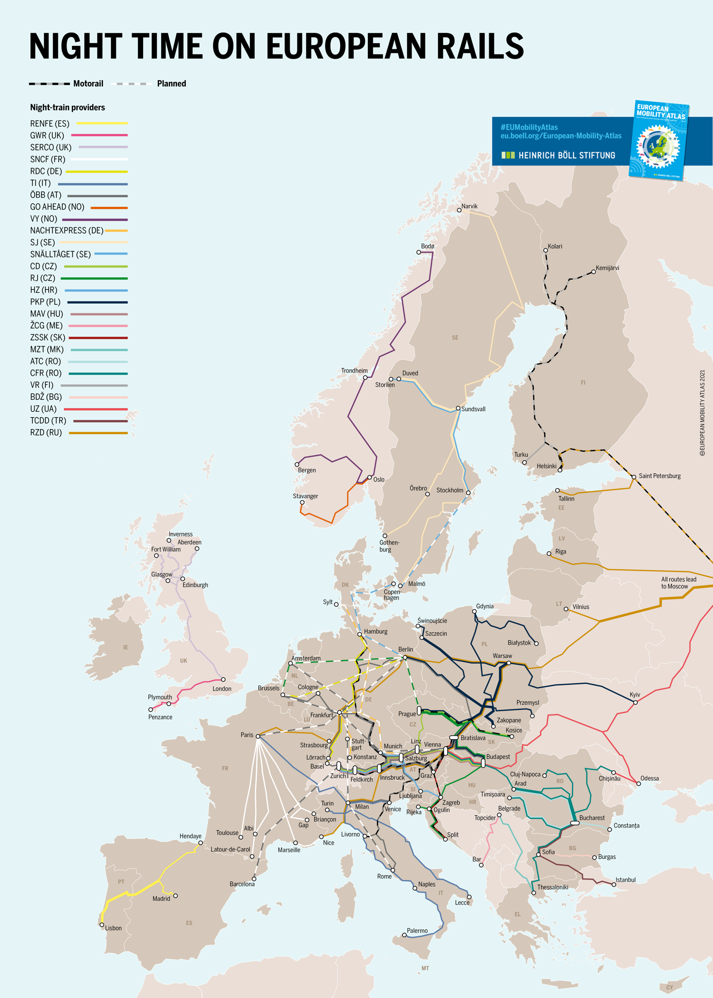 Kam se dá jet vlakem po Evropě?
