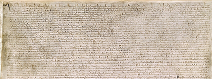 Magna Charta v Londýnské knihovně Foto: British Library Wikimedia Commons