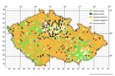  Mapa 2 - Porovnání s výsledky předchozího sledování. 