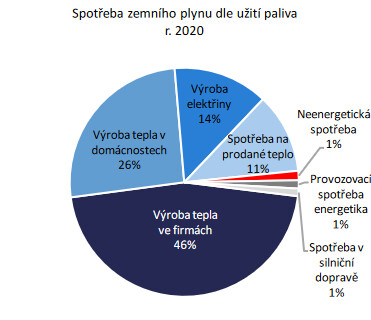 Struktura spotřeby plynu, používaného jako paliva. 